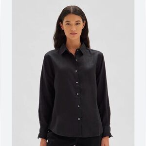 Assembly Label Black Linen Button Down Shirt